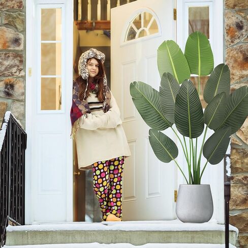 KOL 45 بوصة طائر الجنة الاصطناعي، شجرة أوراق الموز الاستوائية الحريرية المزيفة، نباتات حرير صناعية واقعية للمنزل والمكتب وغرفة المعيشة، هدية مثالية للتدفئة المنزلية، ديكور داخلي وخارجي in Kuwait