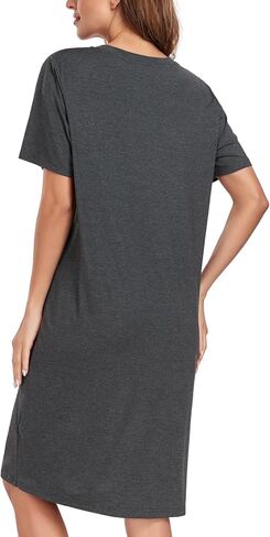 BestWendding Women's Nightgown Soft Short Sleeve Nightshirt V Neck Loose Fit Sleep Tshirt Lounge House Dress in Kuwait