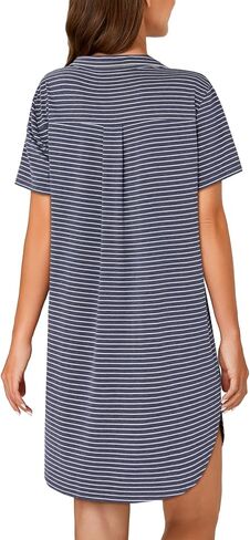 KIFOVEN Women's Cotton Striped Nightgown Button Down Short Sleeve Collared Nightshirt Nightdress Sleep Shirts in Saudi Arabia
