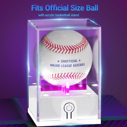 1PCS Light up Baseball Display Case with LED Light, UV Protected Acrylic Clear Baseball Holder, Autographed Baseball Display Cube for Memorabilia Baseball in Saudi Arabia