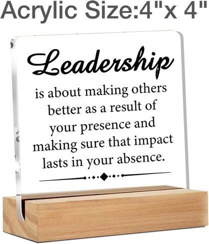 Leader Gifts for Women Men, Leadership Present,Thank You Gifts for Leader, Leader Definition Clear Acrylic Desk Decorative Sign for Home Office, 4 x 4 Inches in Saudi Arabia