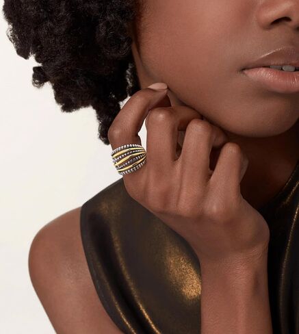 Gold and Silver Rings for Women, Fashion Vintage Two Tone Twisted Cable Statement Crossover Rings Retro Band Designer Jewelry Gifts for Her in Saudi Arabia