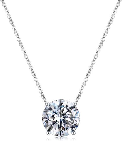 MOOSEA Heart and Round Pendant Necklace for Women, Gifts for Wife, 1-4 Carat Moissanite Necklace, D Color VVS1 Clarity Lab Created Moissanite 925 Sterling Silver Necklace, Birthday Jewelry Gifts in Saudi Arabia