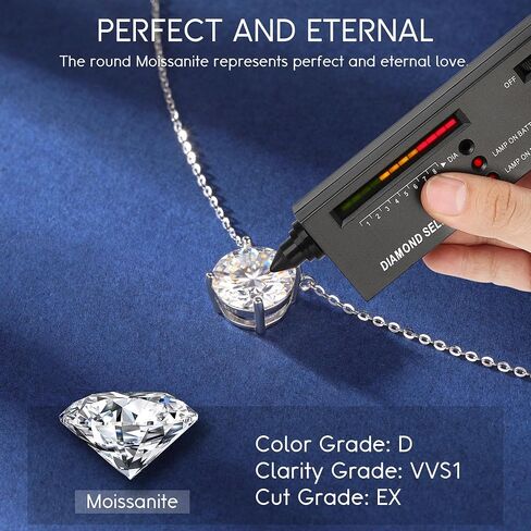 MOOSEA Heart and Round Pendant Necklace for Women, Gifts for Wife, 1-4 Carat Moissanite Necklace, D Color VVS1 Clarity Lab Created Moissanite 925 Sterling Silver Necklace, Birthday Jewelry Gifts in Saudi Arabia