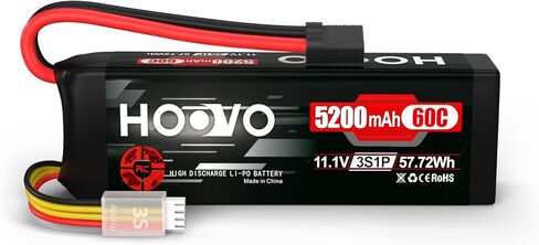 هووفو بطارية ليثيوم بوليمر 11.1 فولت 3 اس 5200mAh 60C مع قابس تي ار للسيارة التي تعمل بجهاز تحكم عن بعد للشاحنة والطائرة والطائرات المروحية والقارب وسيارات السباق والهوايات (عبوتان in Saudi Arabia