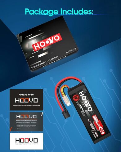هووفو بطارية ليثيوم بوليمر 11.1 فولت 3 اس 5200mAh 60C مع قابس تي ار للسيارة التي تعمل بجهاز تحكم عن بعد للشاحنة والطائرة والطائرات المروحية والقارب وسيارات السباق والهوايات (عبوتان in Saudi Arabia