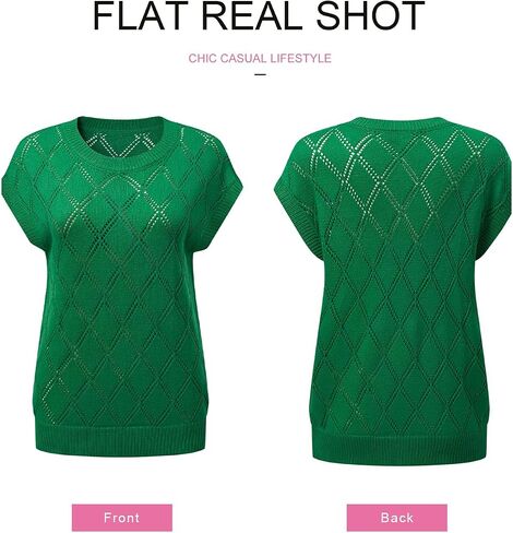 SHEWIN Womens Summer Tops Casual Crewneck Short Sleeve Shirts Cable Knit Lightweight Loose Pullover Sweater in Kuwait