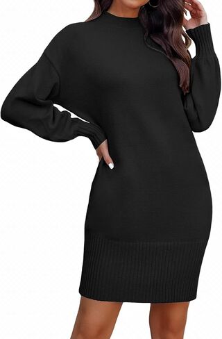 HDLTE Women's Fall Sweaters Dress Oversized Long Lantern Sleeve Casual Baggy Knit Short Dress Pullover 2024 Fall Outfits in Saudi Arabia