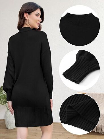 HDLTE Women's Fall Sweaters Dress Oversized Long Lantern Sleeve Casual Baggy Knit Short Dress Pullover 2024 Fall Outfits in Saudi Arabia