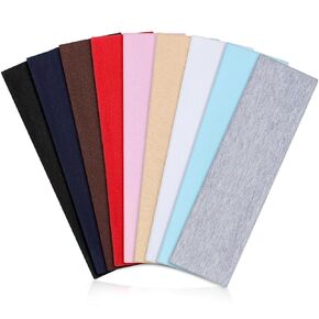 Headbands for Women Non Slip - 9 Pcs Fabric Elastic Hair Bands for Women's Hair, Soft Cotton Cloth Stretchy Sport Headbands, Sweat Absorption Athletic Headbands for Workout Yoga Running - A