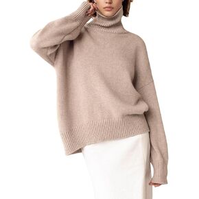 Gihuo Women's Turtleneck Sweater Chunky Oversized Long Sleeve Knitted Pullover Tops 2024 Casual Fall Winter Trendy Outfits