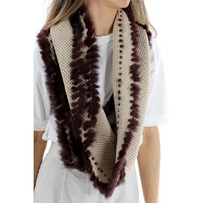 La Fiorentina Rabbit Trim Infinity Scarf - Luxurious Camel Elegance