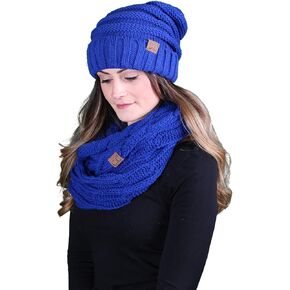 Matching 2 Pack: Oversized Beanie & Infinity Scarf - Royal Blue