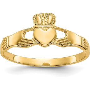 10k Yellow Gold Polished Ladies Claddagh Ring Size 6