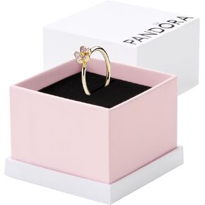 PANDORA Cherry Blossom Stackable Ring, Pink & 14K Gold, With Gift Box