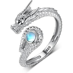 Dragon Ring 925 Sterling Silver Dragon Ring for Women Moonstone Dragon Ring Dragon Jewelry Gifts for Women