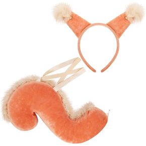 XEPST Animal Squirrel Costume Set, Squirrel Ears and Tail Set with Squirrel Headband Squirrel Tail for Animal Costume Cosplay Birthday Party Accessories Halloween Costume Fancy Dress Party Supplies,B