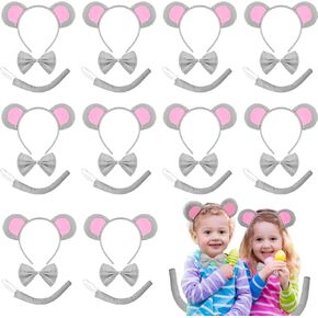 مجموعة إكسسوارات زي الفأر 20 قطعة من Tigeen، 20 قطعة من عصابة رأس أذن الفأر، 20 قطعة ربطة عنق، 20 قطعة من ذيل الفأر لأزياء الهالوين التنكرية لتزيين الحفلات in Kuwait