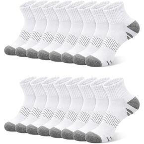 YSense Crew Quarter Socks for Women, 8 Pairs Soft Breathable Cotton Athletic Running Ankle Cushioned Gym Socks for Hiking
