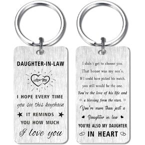 Daughter In Law Gifts - New Daughter In Law Wedding Birthday Keychain - Gifts for Daughter-In-Law Christmas Valentines