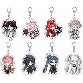 8Pcs Game Cartoon Acrylic Wuthering Waves Keychains Cute Pendant Hanging Ornament