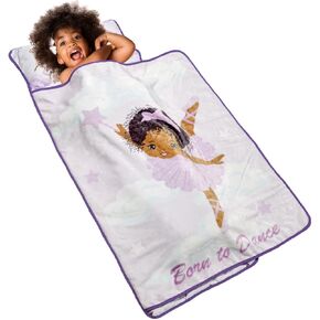 EVERYDAY KIDS Nap Mat with Removable Pillow - Roarin' Dinos - Carry Handle with Straps Closure, Rollup Design, Soft Microfiber for Preschool, Daycare, Travel Sleeping Bag - Ages 3-6 Years
