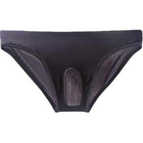 Men's sexy underwear with transparent ice silk fabric hollow open crotch triangle pants