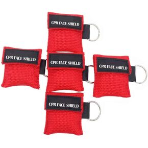 Pack of 20pcs CPR Mask Keychain Ring Emergency Kit Rescue Face Shields for First Aid or CPR Training (Red-20)