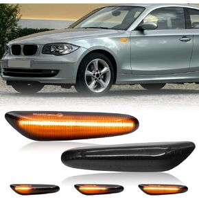 Front Sequential LED Side Marker Turn Signal Lights Compatible with 2003-2013 E60 E61 E90 E91 E92 E93 E81 E87 E82 E88 E83 X3 328i 325i 135i 128i 325xi (Amber Light, Clear)