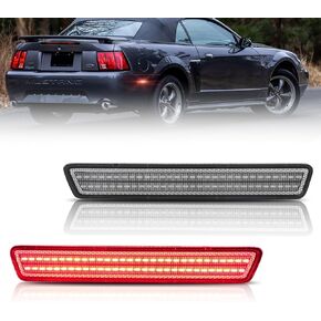 Rear Fender LED Side Marker Lights for Fo-rd Mus-tang 2015-2023, Mus-tang Smoked Lens Side Bumper Marker Lamps, [Ultra-Bright] White LED Side Markers Turn Signal Lights, 2 PCS