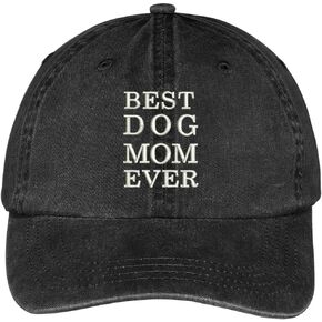 Trendy Apparel Shop Best Dog Mom Ever Embroidered Soft Fit Washed Cotton Baseball Cap