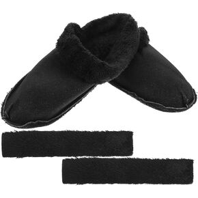 Holibanna Fuzzy Shoe Insoles Fur Liner Inserts for Clogs Replacement Plush Fluffy Lining Shoe Laces Warm Insoles Cold Weather Sandals Lining for Women Men Black Size 8-9