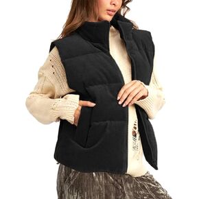 سترة نسائية منتفخة سروال قصير مبطن بياقة واقفة سترة بسحاب مع جيوب سترات خريف وشتاء للنساء 2024 عصرية in Kuwait