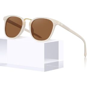 CARFIA Small Face Acetate Polarized Sunglasses for Women UV Protection, Retro Trendy Eyewear Metal Bridge Brow Ladies Sunnies