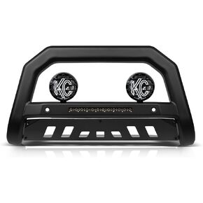 Armordillo AR-T LED Bull Bar+2X KC Hilites 6 بوصات مصابيح ضباب مستديرة تناسب 2017-2024 Ford F250 F-250 / F350 F-350 Superduty 8732670 واقي ممتص الصدمات أسود غير لامع متوافق مع مستشعر وقوف السيارات Apollo Pro Lights in Kuwait