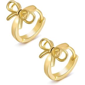 Gold Silver Bow Earrings for Women Bow Hoop Earrings Huggies Small Bowknot Hoop Earrings Jewelry