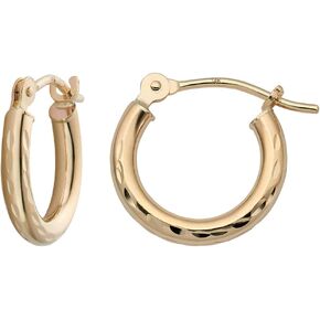 MAZZERI 14k Gold Hoop Earrings For Women and Men - Diamond-cut Design, Hypoallergenic, Made in the USA, Gold Hoop Earrings 14k Real Gold