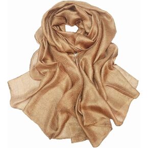 Bettli Womens Extra Large Scarf Shawl Wraps Pashminas Solid Soft Silky for Bridal Evening Wedding Party (gold)