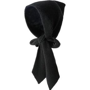Women Winter Knitted Hooded Hat Pure Color Long Scarf Cap Warm Shawl Wrap Head Scarves Pullover Hat for Winter Fall