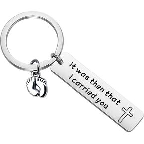 BNQL It was Then That I Carried You Bracelet Keychain with Footprints Charm (keychain)