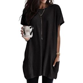 Dokotoo Womens Summer Casual Shirts Short Sleeve Tunic Tops with Pockets in Kuwait