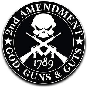 2nd Amendment God Guns Guts Skull 1789 Vinyl Decal Sticker Car Truck Van SUV Window Wall Cup Laptop - One 5 Inch Decal- MKS0660