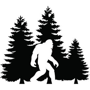 Bigfoot Trees Forest Vinyl Decal Sticker Car Truck Van SUV Window Wall Cup Laptop - One 5.5 Inch Black Decal- MKS0678B