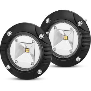 BUNKER INDUST 5" Inch Flood LED Light Pods,Pair Flush Mount Round LED Work Light 4800LM Light Bar Backup Driving Lights Waterproof for Truck Tractor Off Road 4x4 Jeep Pickup SUV ATV UTV Golf Cart