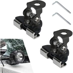 Pack-2 Car Hood Grille LED Light Fixed Base, Metal Structure Adjustable Spotlight Mounting Bracket with Wrench, Shock Absorption Without Damaging Paint Lamp Holder, Universal for Cars (Black)