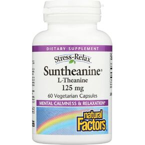 Natural Factors Stress-Relax Suntheanine L-Theanine 125 mg, Non-Drowsy Stress Support for Mental Calmness and Relaxation, 60 Capsules