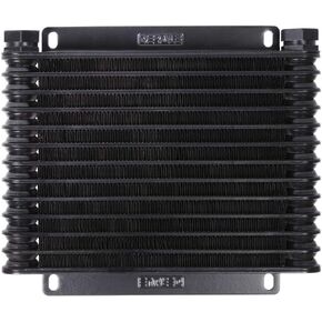 DERALE Fluid Cooler, 9000 Series, 9.75 x 8.438 x 1.25 in, Plate and Fin Type, 1/2 in NPT Female Inlet/Outlet, Aluminum, Black Anodized, Automatic Transmission, Kit