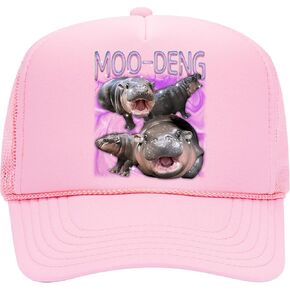 Moo Deng Hippo Trucker Hat | Funny Meme Viral Trendy | Premium Snapback Hat for Men & Women