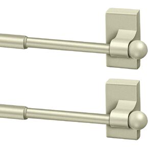 2 Pcs Magnetic Curtain Rods for Metal Door 28 to 48 Inch, 1/2" Multi-use Adjustable Appliance Magnetic Rod for Window Frames, Cabinets, Refrigerators, Dishwashers(Satin Nickel)