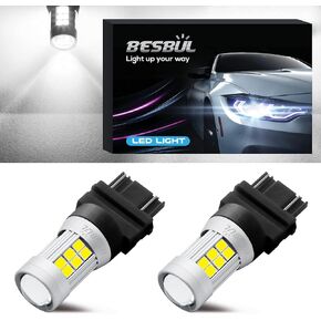 3157 LED Bulb Amber, Extremely Bright 3157na 3156 4114 4157 LED High Lumens 12-40V Wide Voltage Compatible For Brake Reverse Tail DRLs Lights Amber Yellow, Pack of 2